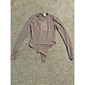 Lululemon Nulu Mesh Long Sleeve Crewneck Bodysuit Taupetastic Small NWT